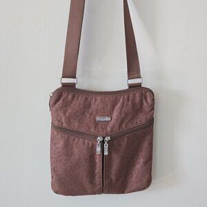 Brown Baggallini Horizon Crossbody Travel Bag Purse w/Detachable RFID Wristlet
